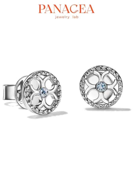 Серьги пусеты из серебра 925 пробы с бриллиантами Panacea Jewelry Lab