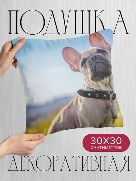 Подушка декоративная, 30x30см Животные французский