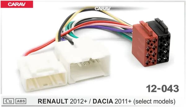 Штатный ISO разъем для магнитол Renault, Dacia. Carav 12-043.