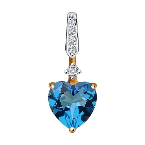 Золотая подвеска DIAMANT-ONLINE с фианитом и Лондон топазом 585 пробы