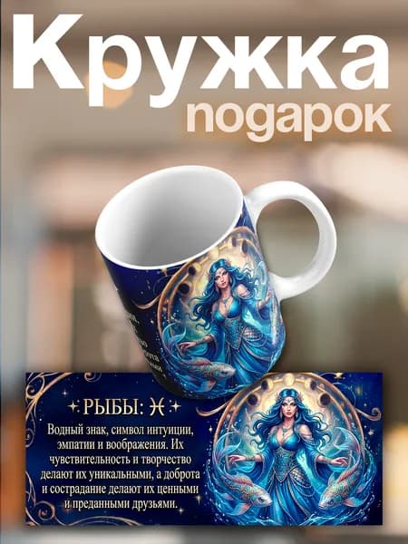 Кружка Рыбы Подарочная кружка по гороскопу Знак зодиака