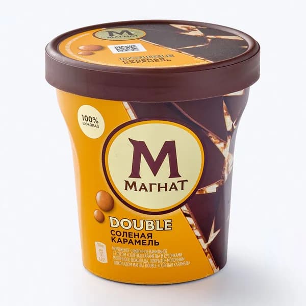 Мороженое пинта Double, соленая карамель с кусочками настоящего шоколада, 310 г, Магнат