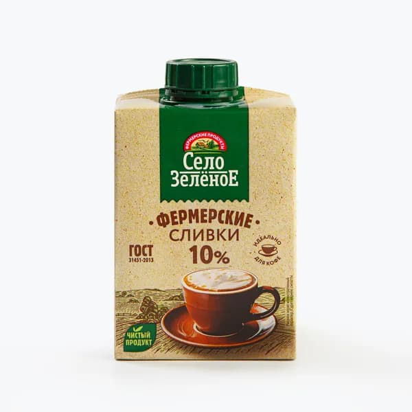 Сливки 10% 500 г, Село Зеленое, стерилизованные