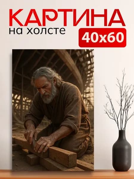 Картина на стену для интерьера Ной строит Ковчег 40х60 см