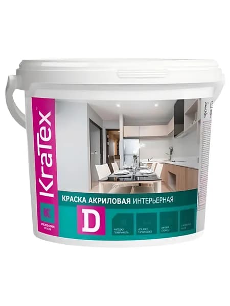 Краска интерьерная акриловая "KRATEX" 3кг