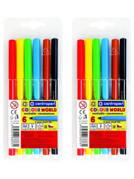 Фломастеры 2 уп Colour World смываемые трехран зона захвата