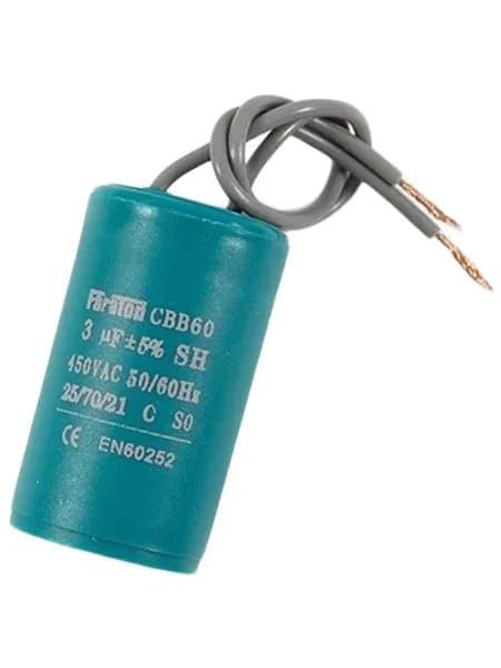 Конденсатор пусковой CBB60-K, 3 мкФ, 450В, 2L, 30x30x50 мм, FARATON (комплект 2 шт)