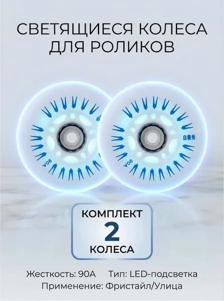 Светящиеся колеса 72 мм для роликов, детского самоката с подшипниками ILQ-9 (2шт)