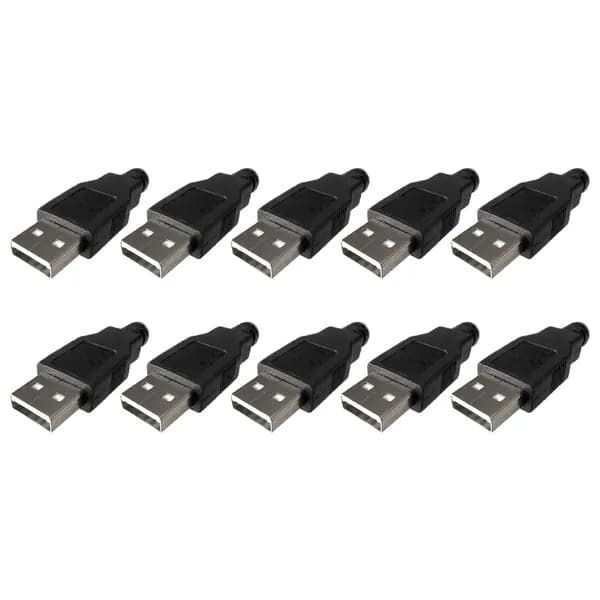 10 шт., разъем USB 2.0 типа A, папа, 4 контакта, сварная линия с пластиковым корпусом