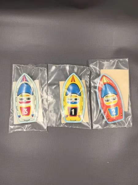 Игрушка "Катер" набор 3 штуки, №1-2-3, Жесть Пластик Новые в упаковке! Винтаж! Редкость!