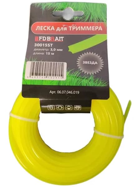 Леска для триммера BRAIT 3мм x 15м звезда