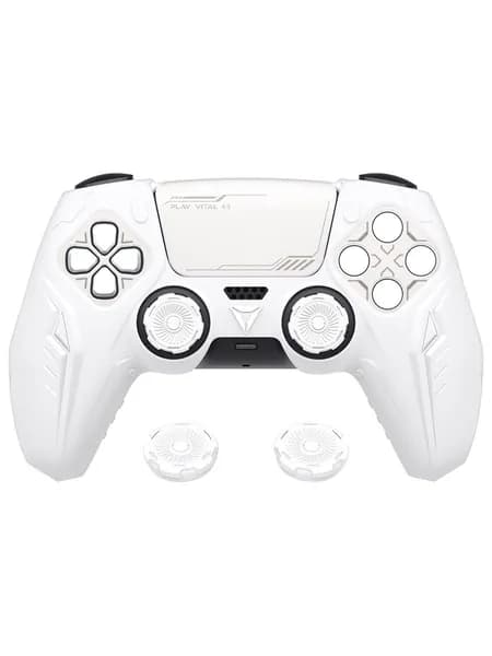 PlayVital силиконовый чехол для геймпада PS5 DualSense CyberMech, белый, полный защитный комплект