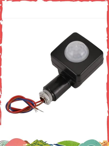 Инфракрасный датчик движения 220V. PIR-сенсор для прожекторов, регулируемый угол 180 градусов / настройка чувствительности и времени задержки, водонепроницаемый, чёрный