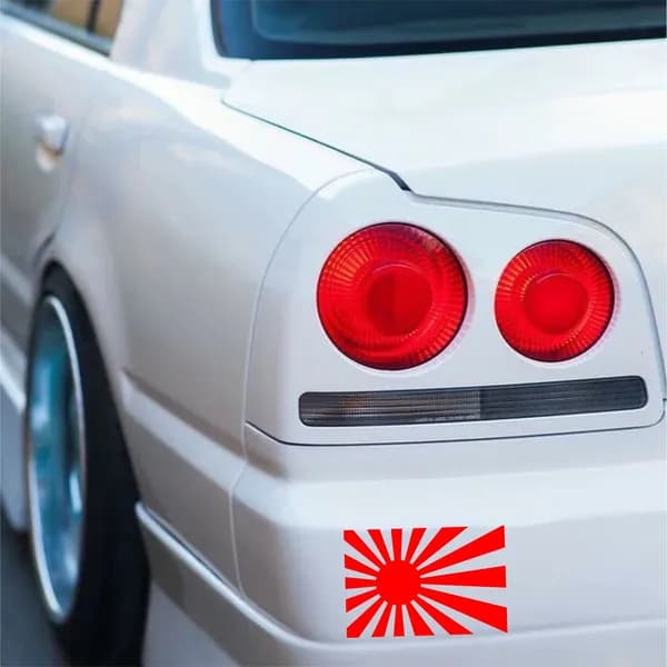 Наклейка на авто виниловая японский JDM флаг красный 135х90 мм