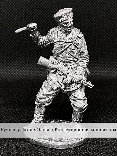 Оловянная фигурка Казак-Пластун 9-й Дивизии с ППШ, ВОВ 1943-1945. Коллекционная. Подарок на 23 Февраля, День Защитника, День Победы, 9 Мая (Высокая Детализация)