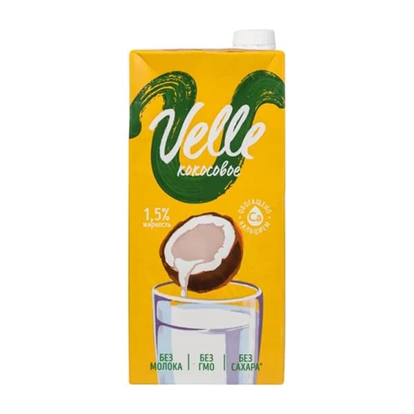 Напиток на растительной основе VELLE Классический Кокосовый 1,5%, 1000 мл - 6 шт.