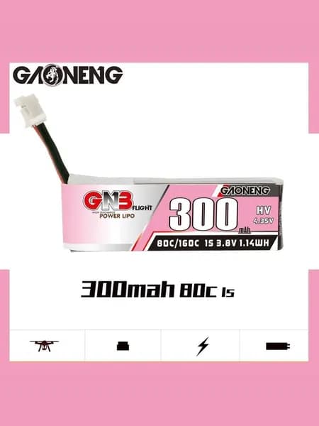 Аккумулятор Gaoneng Li-Po 300mAh 1S 3.8V 80C PH2.0