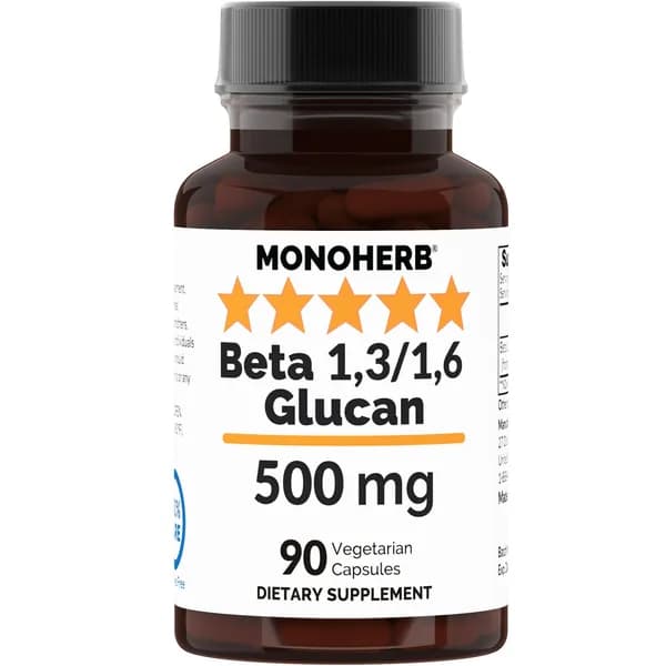 MONOHERB Одноместный -1,3 / 1,6 Глюкан, 500 мг в капсуле - 90 растительных капсул - 90 порций