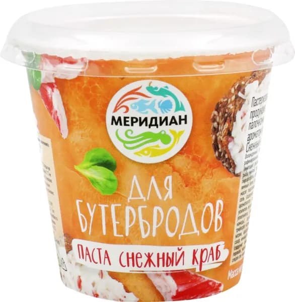 Паста для бутербродов МЕРИДИАН Снежный краб, 140г 4 шт.
