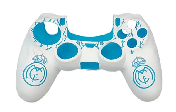 Силиконовый чехол для геймпада DualShock 4 (ФК Реал Мадрид) (бело-голубой)
