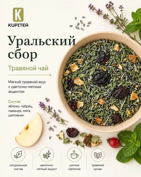 Травяной сбор Уральский сбор от KUPITEA. Натуральные травы, освежающий вкус.
