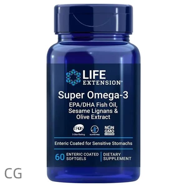 Life Extension Super Omega-3 EPA/DHA Fish Oil, Sesame Lignans & Olive Extract (Enteric Coated) 60 капсул с кишечнорастворимым покрытием