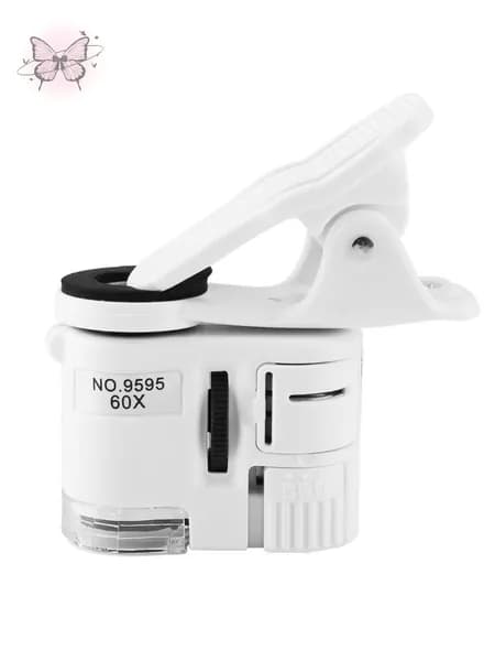 Микроскоп карманный 9595-W 60x с клипсой и подсветкой.