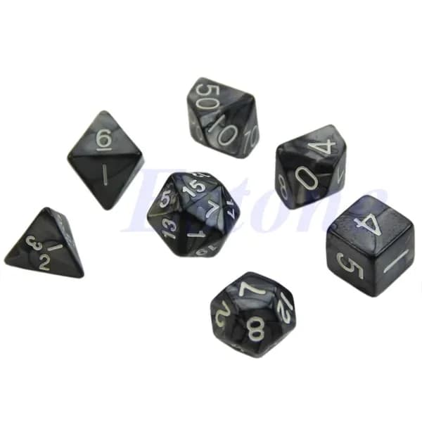 Набор кубиков D4-D20 для RPG, Черный
