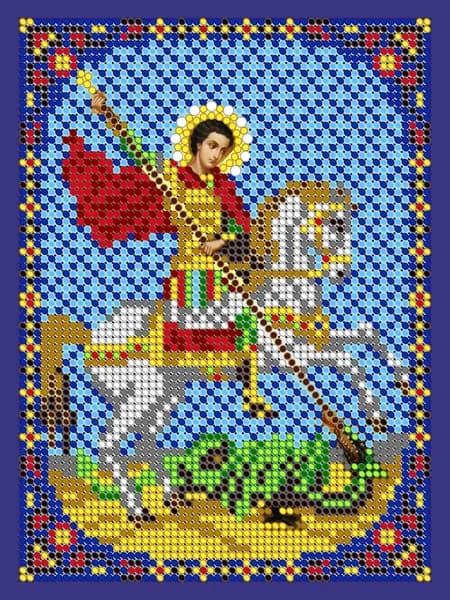 Схема для вышивки бисером (без бисера) Светлица "Св. Георгий Победоносец 2", 12х16 см, габардин