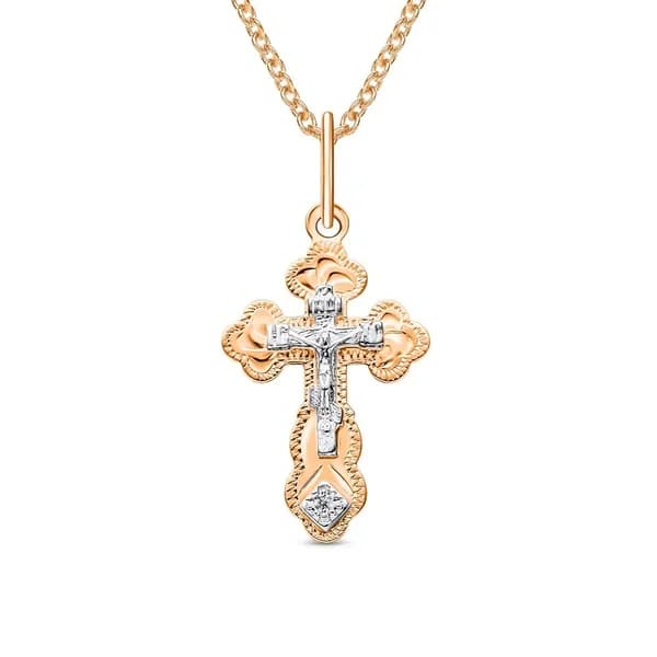 Крестик с фианитом из красного золота 375 пробы 585GOLD