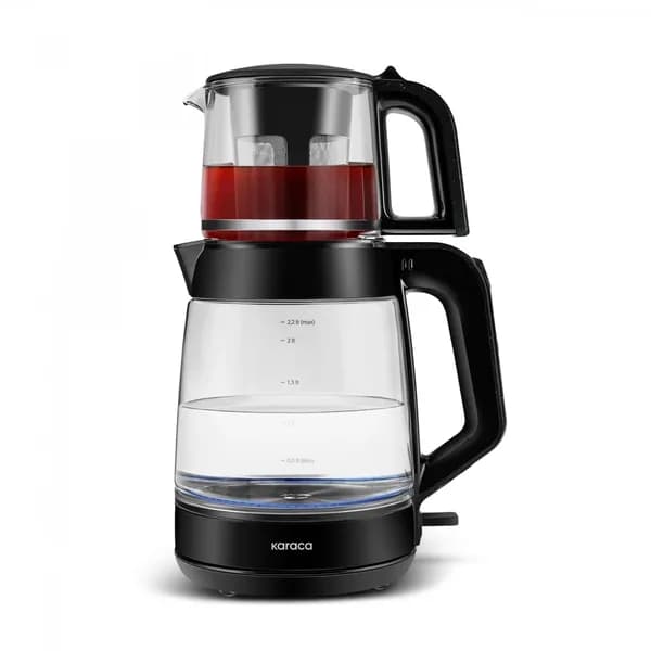 Karaca Glass Tea XL 2 in 1Стеклянный чайник черный