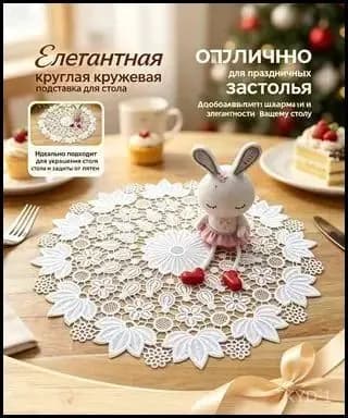 Салфетка сервировочная Полиэстер 20x20см, 1шт.