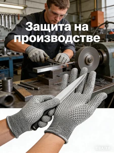 Перчатки рабочие защитные от порезов, универсальные, комплект 2 пары