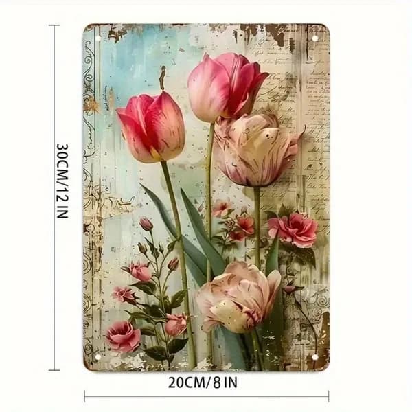 Металлические таблички с цветами-Винтажный декор для дома20x30cm