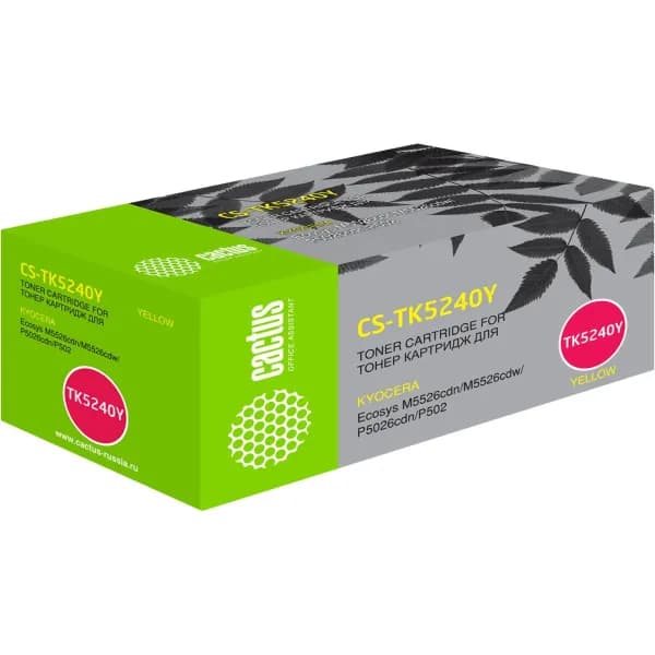 Картридж Cactus CS-TK5240Y желтый, для KYOCERA Ecosys M5526cdn/M5526cdw/P5026cdn/P5026cdw, ресурс до 3000 страниц