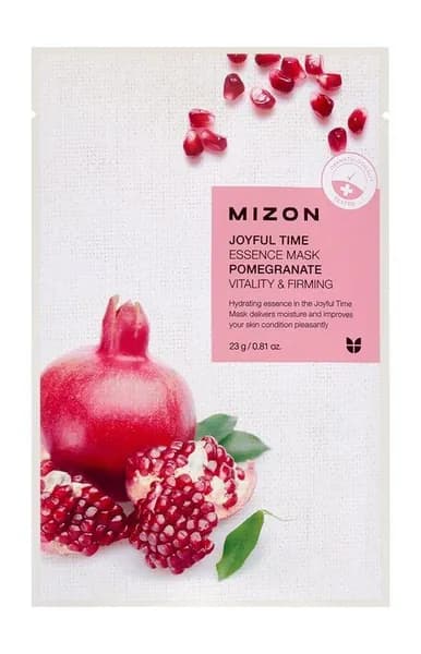 MIZON Joyful Time Essence Mask Pomegranate Тканевая маска для лица с экстрактом гранатового сока 1шт, Подарок подруге, девушке, жене, на праздник.