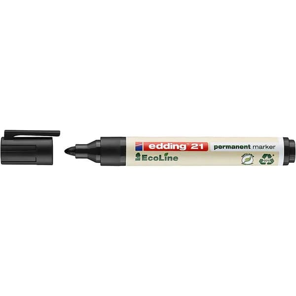Маркер перманентный edding 21 EcoLine, заправляемый, круглый наконечник, 1.5-3 мм Черный