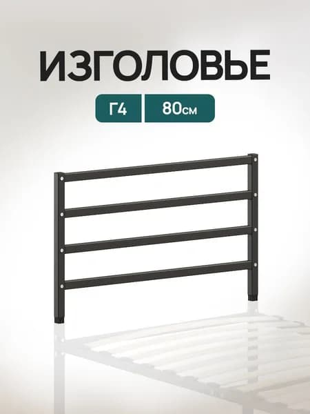Изголовье / изножье Г4 металлическое, универсальное, цвет черный 80см