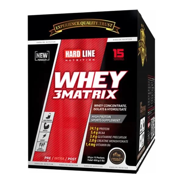 Hardline Nutrition Whey 3 Matrix Шоколад 15 саше 450 г