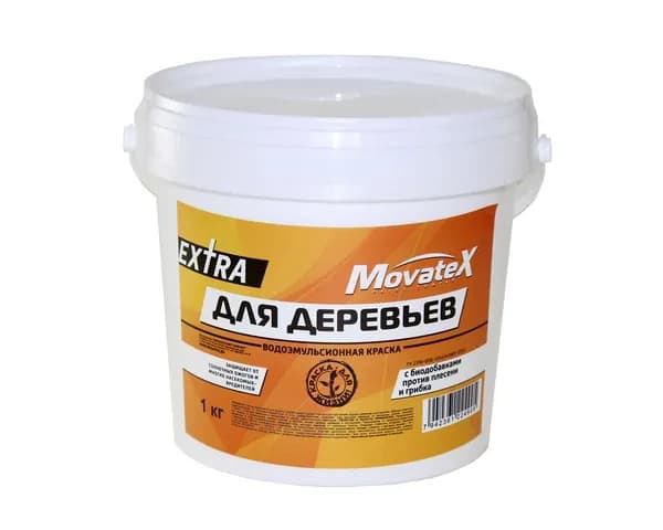 Movatex Краска водоэмульсионная EXTRA для деревьев 1кг Т21192