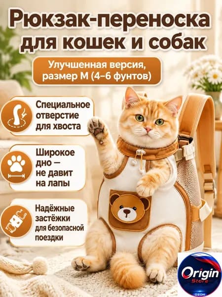 Рюкзак для переноски собак и кошек DONOYOYO, размер M (4 6 кг, длина спины 26 28 см), джинсовая ткань с жёлтой отделкой