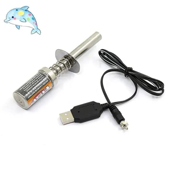Зарядное устройство и стартер для накальной свечи RC Nitro 1.2V 1800mAh, с USB/DC питанием для бензиновых двигателей 1/10 и 1/8