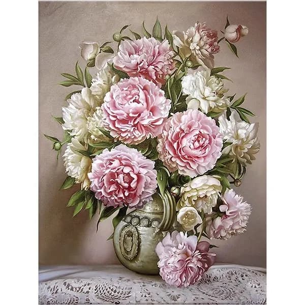 Алмазная мозаика Букет роз в вазе на холсте с подрамником 30*40cm