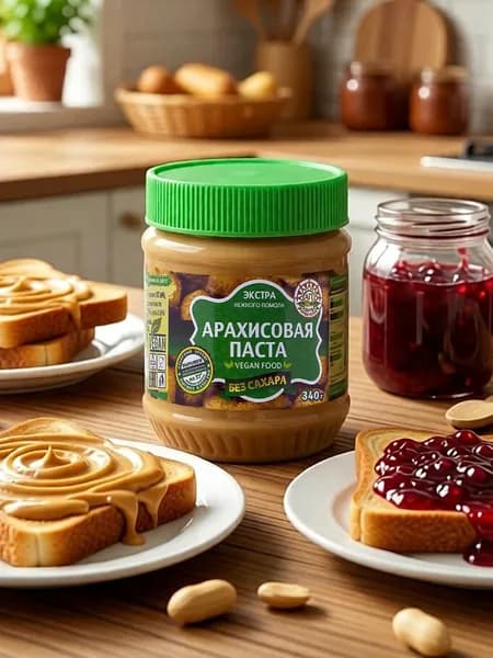 Паста арахисовая без сахара вегетарианская Азбука продуктов 340 г