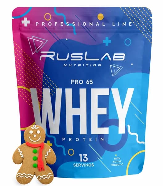Протеин сывороточный WHEY PRO 65, белковый коктейль (416 гр),вкус имбирный пряник