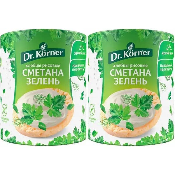 Хлебцы рисовые Dr.Korner со сметаной и зеленью 80 г, набор: 2 штуки
