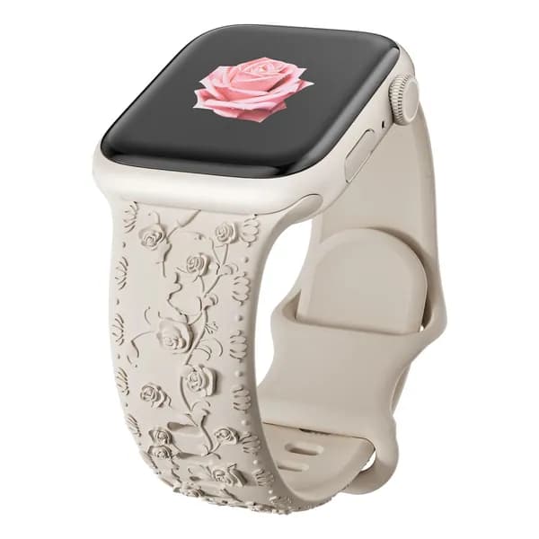Ремешок с цветочной гравировкой для Apple Watch 40мм 44мм 41мм 49мм 45мм 38мм 42мм, силиконовый ремешок для iwatch 9 7 se 6 8 ultra 2