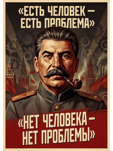 Постер "Сталин о проблемах". СССР. А4 (210*297) мм. Горячее ламинирование.