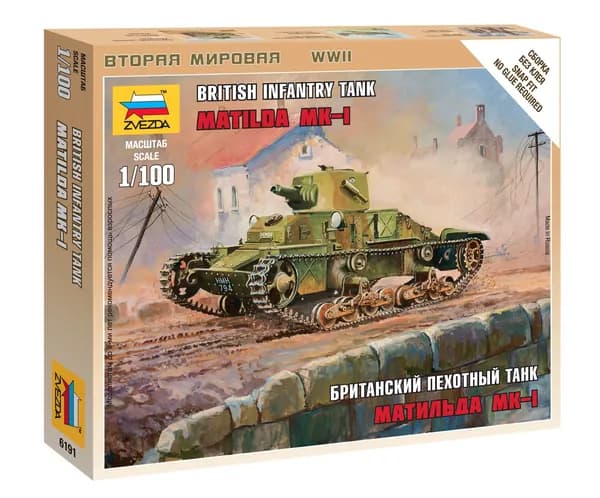 Сборная модель Британский танк Матильда Mk-1 Масштаб 1:100 (4.8 см) Звезда Арт.6191 сборка без клея