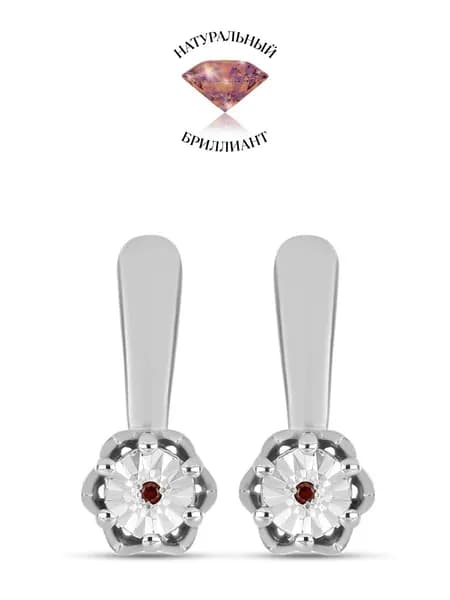 Серьги из серебра 925 Красный Бриллиант Ювелирия